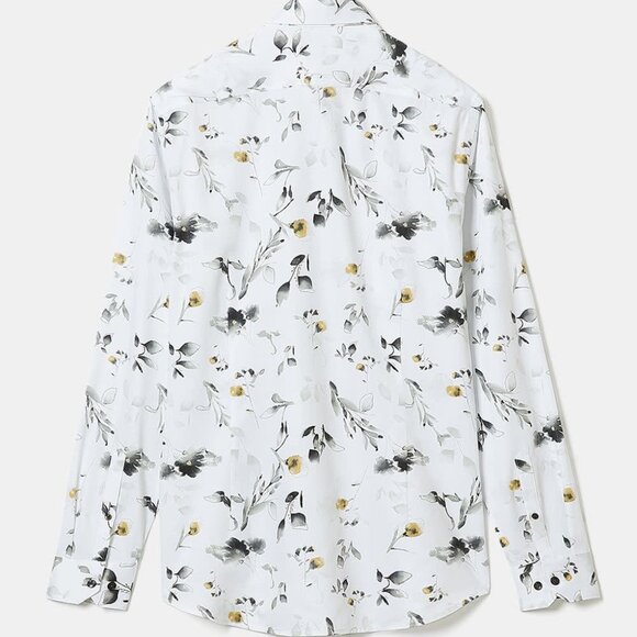 NWT Slim-Fit Dress Shirt with Watercolour Floral Pattern - Picture 3 of 4